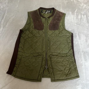 Barbour Gilet Vest Bodywarmer Mens Green Size Large Suede Trim Pockets Vintage - Picture 1 of 15