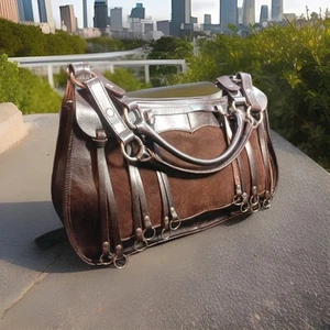 Furla Italia Brown Leather Hobo Shoulder Handbag RARE! - Picture 1 of 18