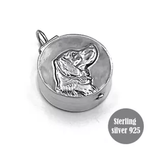 Dog Snuff box Pill box Pendant Vintage Style Solid Sterling Silver 925 - Picture 1 of 5