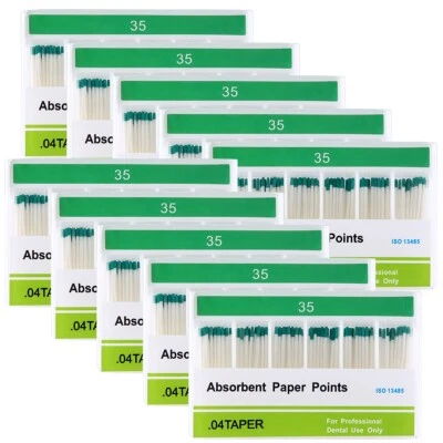10X Dental Absorbent Paper Points PP 0.04 35# For Root Canal Cleaning Tips - Image 1 of 4