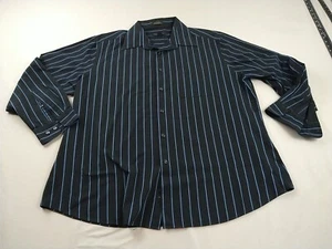 Axist Mens Shirt 18 34/35 Black/Blue Stripe Button Down Long Sleeve (1288) - Picture 1 of 10