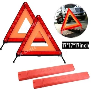 2x Foldable Car Truck Emergency Kit Reflective Warning Triangles Roadside Safety - Picture 1 of 8