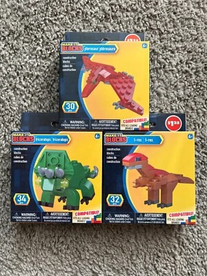 Bloques de maquillaje surtidos animales construibles - pterosaurio, triceratops, T-Rex Foto 1 de 4