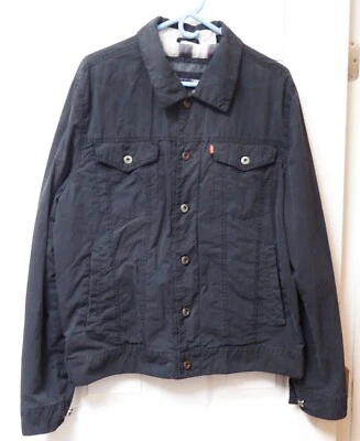 Levi's Soft Shell Truckers Jacket XL Black Metal Buttons Plaid Lining No-fill - Image 1 of 4