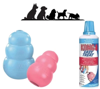 48HR TRACKED KONG Puppy Blue Pink Rubber Treat Dispenser Chew Toy Dog & or Paste - Image 1 of 4