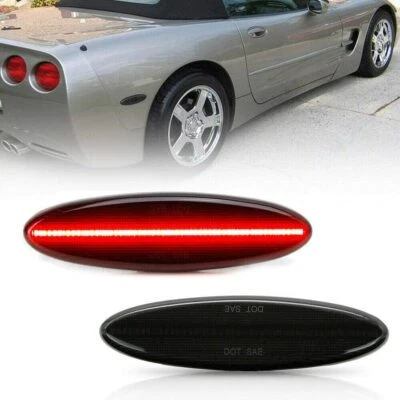 Para Chevrolet Corvette C5 1997-2004 Lámpara de parachoques ahumada LED roja luz de señalización lateral Foto 1 de 4