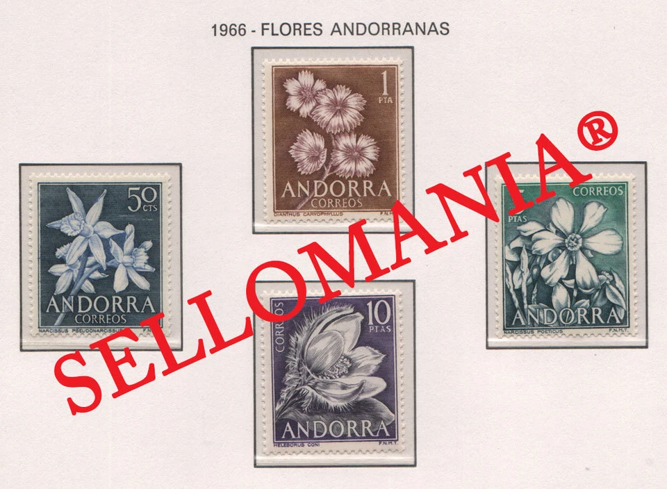 1966 FLORES DEL PRINCIPADO FLOWERS PLANTS  EDIFIL 68 / 71 ** MNH ANDORRA TC21842 - Imagen 1 de 1