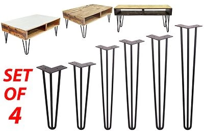 Solid Hairpin Legs Set of 4 DIY Black Steel 3 Rods Table Chair Legs 6''-34'' EBC - Image 1 of 4
