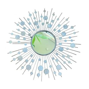 SUNBURST MIRROR silver w/ capiz shells - read - Picture 1 of 13