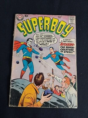 Superboy 68 DC Comics 1958 1st Appearance Bizaro Detached Cover  - Image 1 of 4