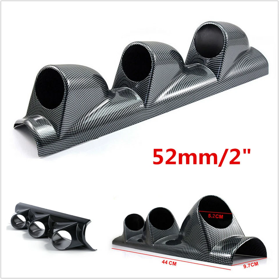 Mount Holder Pod 52mm New Carbon Fiber Look Car Dash 3 Hole Triple Gauge Meter - Image 1 of 4