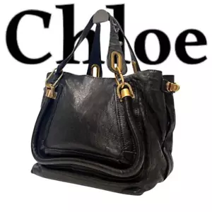 CHLOE Paraty Hand Bag Leather Black Women Pre-owned Authentic Vintage - Picture 1 of 15