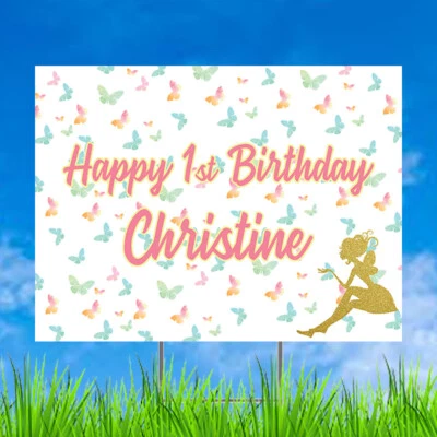 Placa de quintal personalizada para festa de fadas encantadas - Imagem 1 de 2