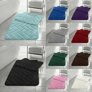 Block Badematten Set Memory Foam Podest WC rutschfest Badvorleger Sets 2tlg - Bild 1 von 22