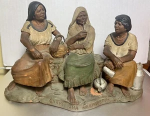 SERAFIN MARSAL Folk Art SCULPTURE Clay PARAGUAY Three Women - Picture 1 of 12