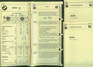 BMW Serie 5 DAT documentos piezas de repuesto equipamiento lista de precios 1980 - Imagen 1 de 1
