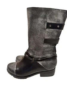 Antelope MINT Distressed Gray And Black Leather Boots Women’s 37 US 6-6.5. D12 - Picture 1 of 16