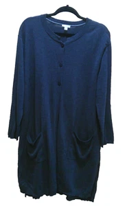 J Jill Mujer 1X Suéter/Plumero Gris Oscuro Cierre Tres Botones con Bolsillos - Imagen 1 de 12