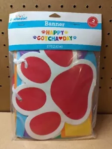 Confezione da 2 striscione HAPPY GOTCHA DAY per cane da compagnia gatto adozione festa 8 piedi - Foto 1 di 8