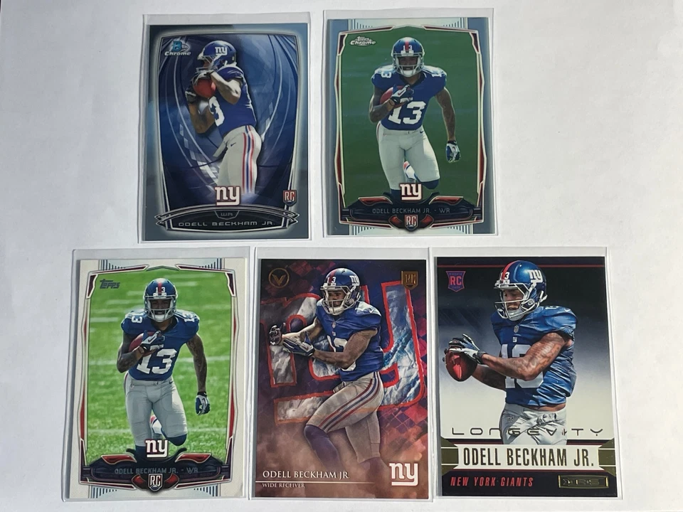 Odell Beckham Jr. 2014 Topps Chrome Valor R&S Bowman Chrome RC Lot (5) Giants - Image 1 of 1