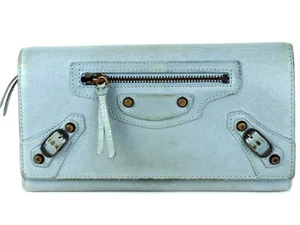 Balenciaga Paris Tarmac Gray Leather Continental Long Wallet Purse Women's Used - Picture 1 of 12