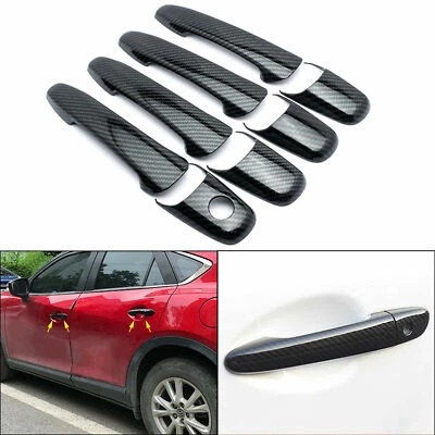 Carbon Fiber Style Door Handle Decor Cover Trim For Mazda 2 3 5 6 RX-8 CX-7 CX-9 - Image 1 of 4