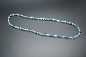 Natural Aquamarine Necklace Blue Gemstone Necklace Hand Knotted Aquamarine 6mm - Picture 1 of 10