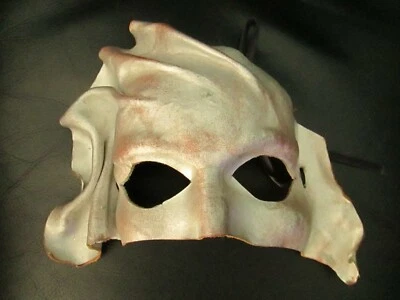 Máscara hecha a mano única elegante de cuero real (gruesa) arte plata Halloween Foto 1 de 4