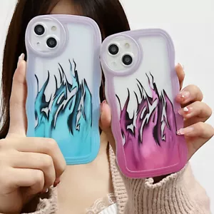 Case for Various Phone Wavy edge 3D Fire Women Shockproof Shell Girl Soft Covers - Picture 1 of 13