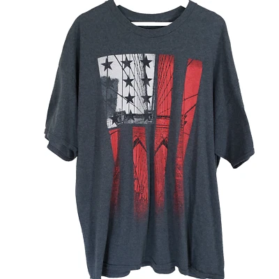 Camiseta Tony Hawk Gráfica Para Hombres XXL Gris Manga Corta Bandera Americana Puente Camiseta Foto 1 de 4