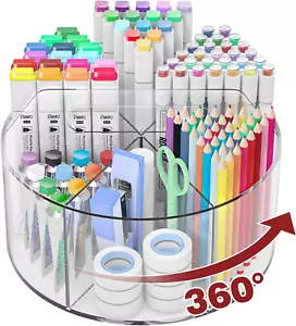 Acrylic Pen Holder Pencil Organizer, 360-Degree Rotating Pencil Holder, Crayon O - Picture 1 of 9