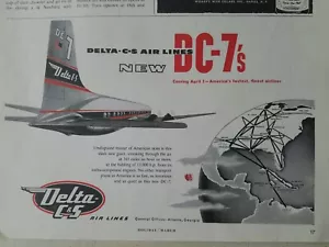 1956 Delta Airlines C&S DC-7 airplane vintage flying ad - Picture 1 of 1