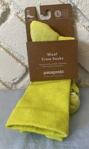 Patagonia Wool Crew Socks. Florescent Yellow (Phosphorus Green). Size: Large - Picture 1 of 3