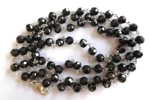 6mm Black Diamond Necklace Awesome AAA Look Certified 925 Sterling . - Picture 1 of 5