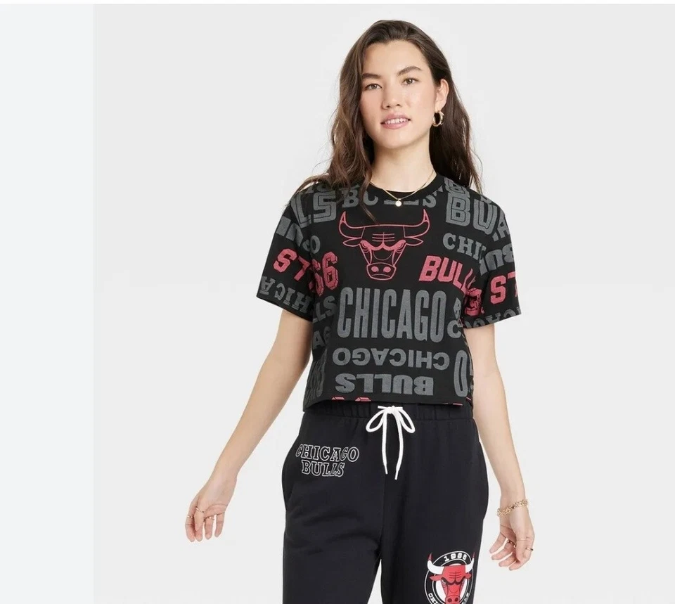 WOMENS NBA CHICAGO BULLS CROPPED TEE T-SHIRT SIZE XXL