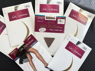 Lot 6 Pantyhose Hanes Silk Reflections Control Top CD Jet Silver Pearl Mix New + - Image 1 of 4