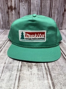 Vintage Makita Outdoor Equipment Hat Green Snap Back Embroidered Logo Tree Rare - Picture 1 of 9