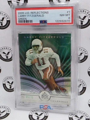 2005 Upper Deck Reflections Green Larry Fitzgerald 35/75 Arizona Cardinals PSA 8 - Image 1 of 2