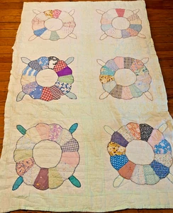 Vintage handappliziert Dresdner Platte Muster Schneider Quilt PC 42" x 63" - Bild 1 von 11