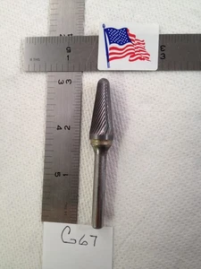 1 NEW FALCON / SGS 1/4" SHANK CARBIDE BURR SL-4 SINGLE CUT. FINE CUT. CONE (G67) - Picture 1 of 4