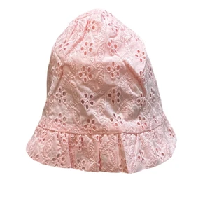 Janie and Jack Eyelet Ruffle Bonnet Crystal Rose Pink Size 0-3 months New - Picture 1 of 4