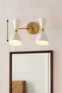 Dual Diabolo Brass Wall Sconce – Mid Century Modern Stilnovo Style Handmade Adju - Picture 1 of 7