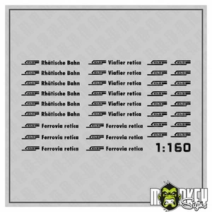 34 teil. Set Rhätische Bahn Schweiz Beschriftung Decals 1:160 Spur N schwarz - Bild 1 von 2