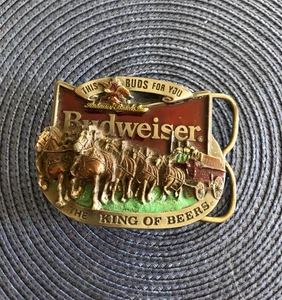 BUDWEISER GÜRTELSCHNALLE THIS BUD IS FOR YOU THE KING OF BEERS 1987 - Bild 1 von 3