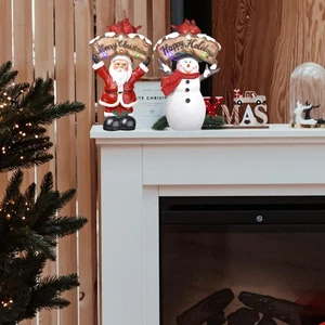 Yescom 2 Packs Snowman & Santa Christmas Tabletop Decoration Home Party Wedding - Picture 1 of 9