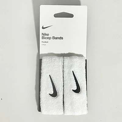 Nike Swoosh White Black Football Bicep Bands 2 Pack - Image 1 of 2