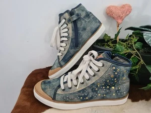 Geox Jeans-Sneaker Turnschuhe Gr. 36 Strass Nieten Innen-Reißverschluss wie NEU - Imagen 1 de 11