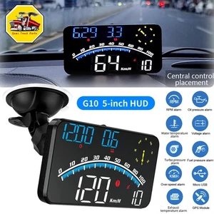 5" HUD Car Digital Head Up Display Speedometer Speed KM/H MPH Compass Universal - Picture 1 of 10
