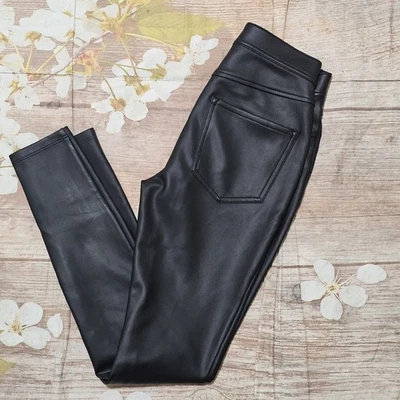 EUC Women's Express Faux Leather Leggings Size 0 Black - Image 1 of 4