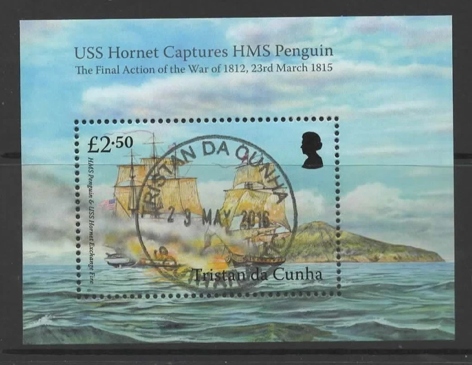 TRISTAN DA CUNHA SGMS1131 2015 USS HORNET HMS PENGUIN USADO Foto 1 de 1